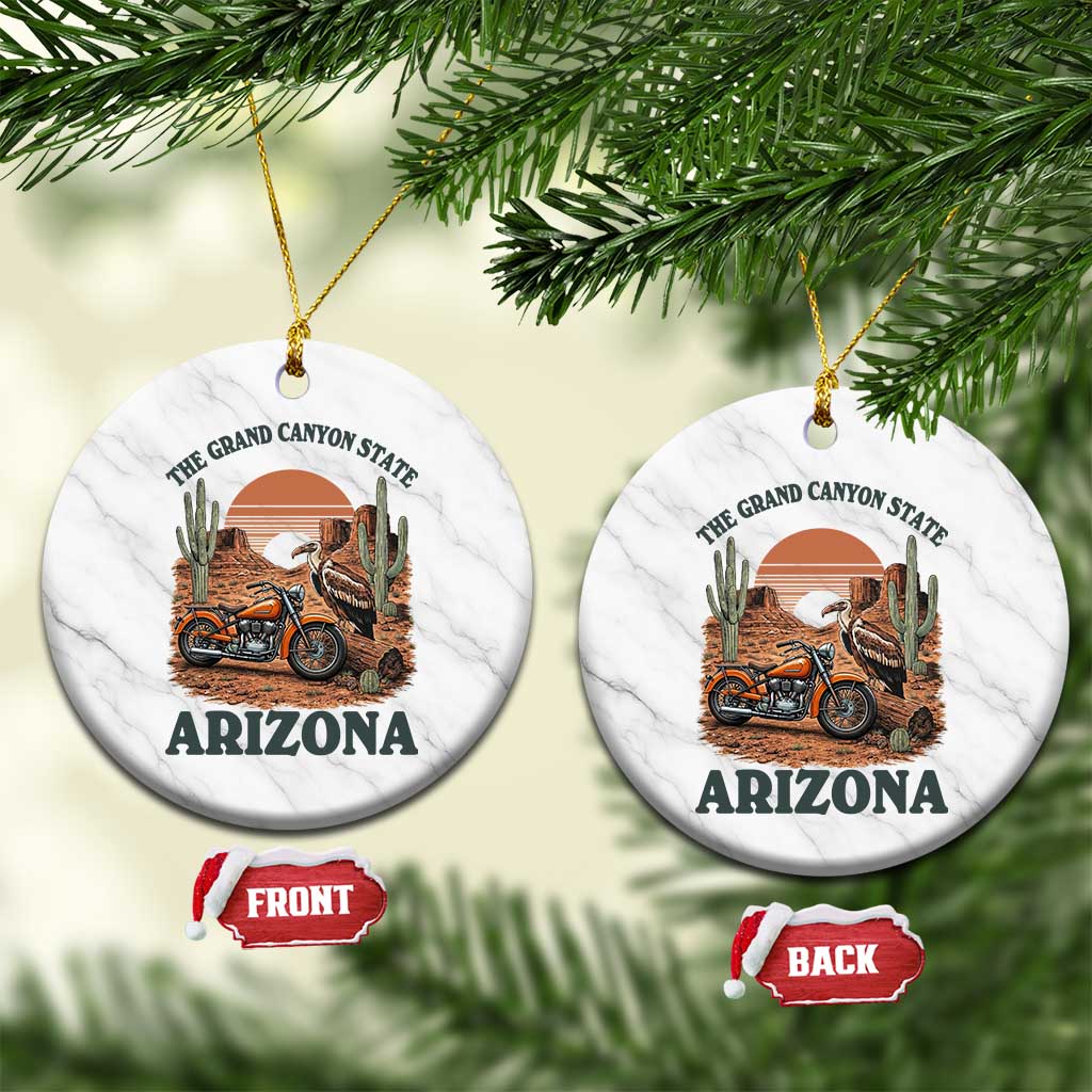 Vintage Arizona Motorcycle Rider Ceramic Ornament Desert Cactus Grand Canyon State TS12 1pc White Marble Print Your Wear