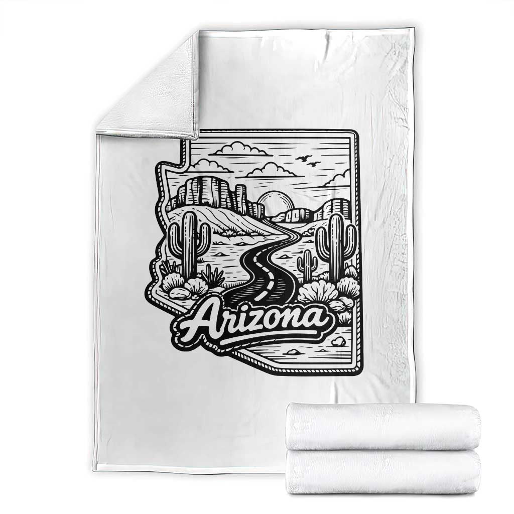 Vintage Arizona Pride Throw Blanket Cactus Desert Western Landscape TS12 White Print Your Wear