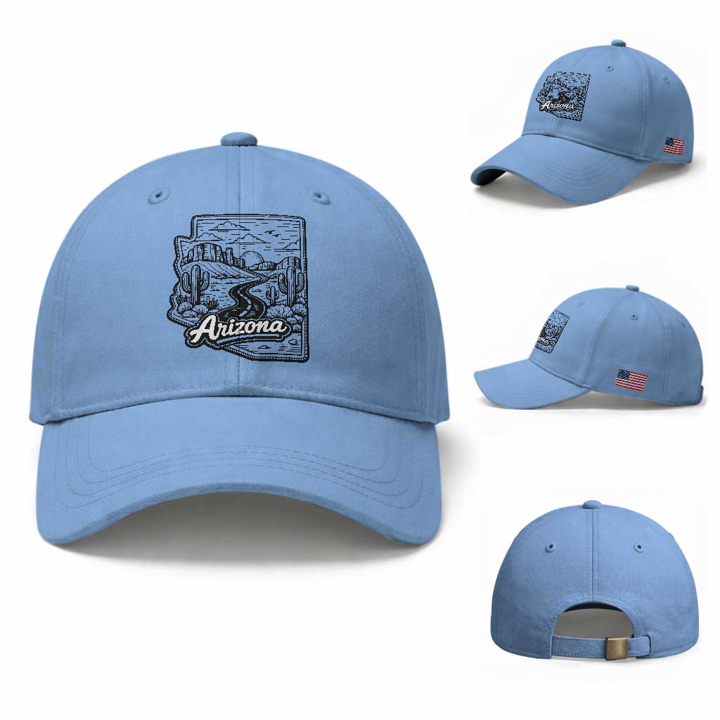 Vintage Arizona Pride Baseball Cap Cactus Desert Western Landscape TS12 Baseball Cap Universal Fit Light Blue Print Your Wear