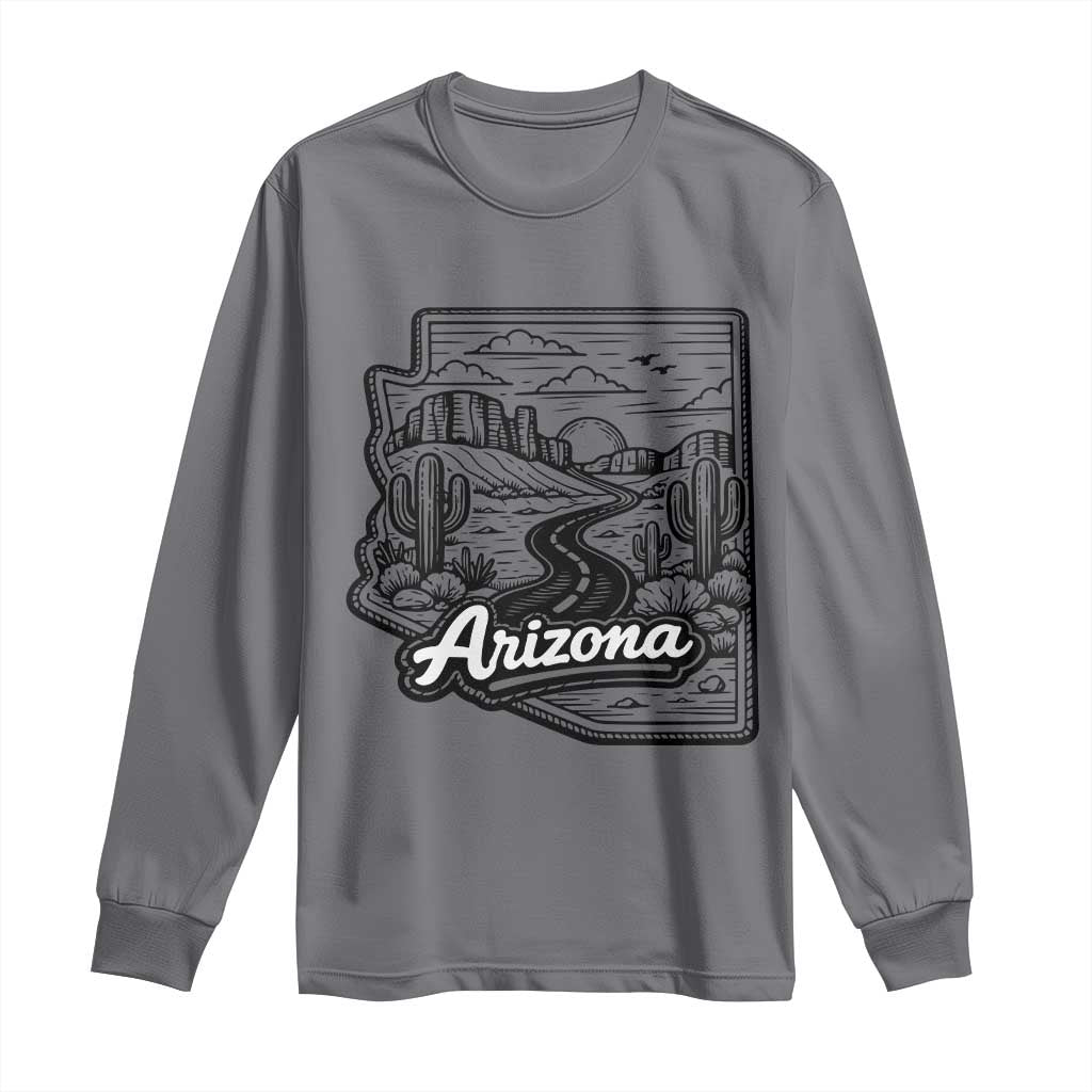 Vintage Arizona Pride Long Sleeve Shirt Cactus Desert Western Landscape TS12 Charcoal Print Your Wear