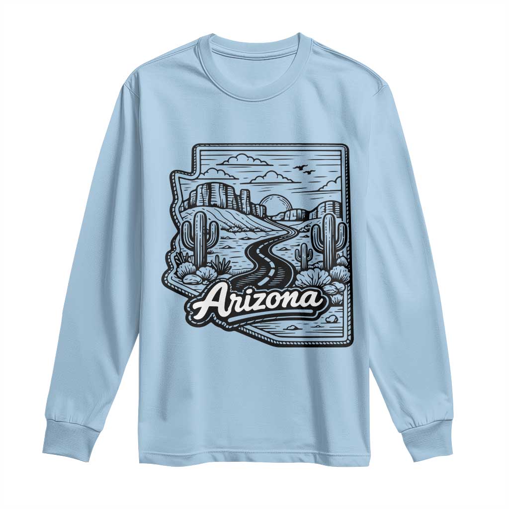 Vintage Arizona Pride Long Sleeve Shirt Cactus Desert Western Landscape TS12 Light Blue Print Your Wear