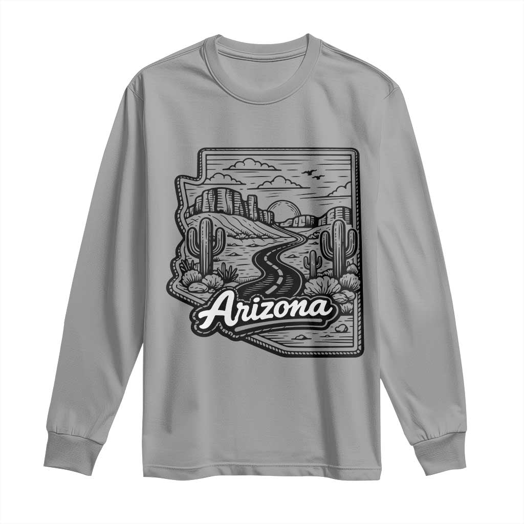 Vintage Arizona Pride Long Sleeve Shirt Cactus Desert Western Landscape TS12 Sport Gray Print Your Wear