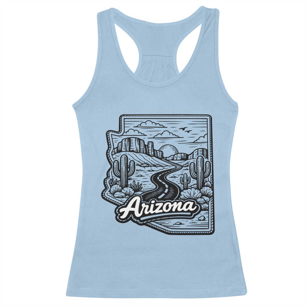 Vintage Arizona Pride Racerback Tank Top Cactus Desert Western Landscape TS12 Light Blue Print Your Wear