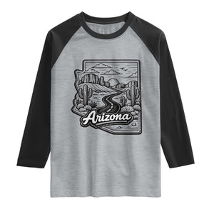 Vintage Arizona Pride Raglan Shirt Cactus Desert Western Landscape TS12 Heather Gray Black Print Your Wear