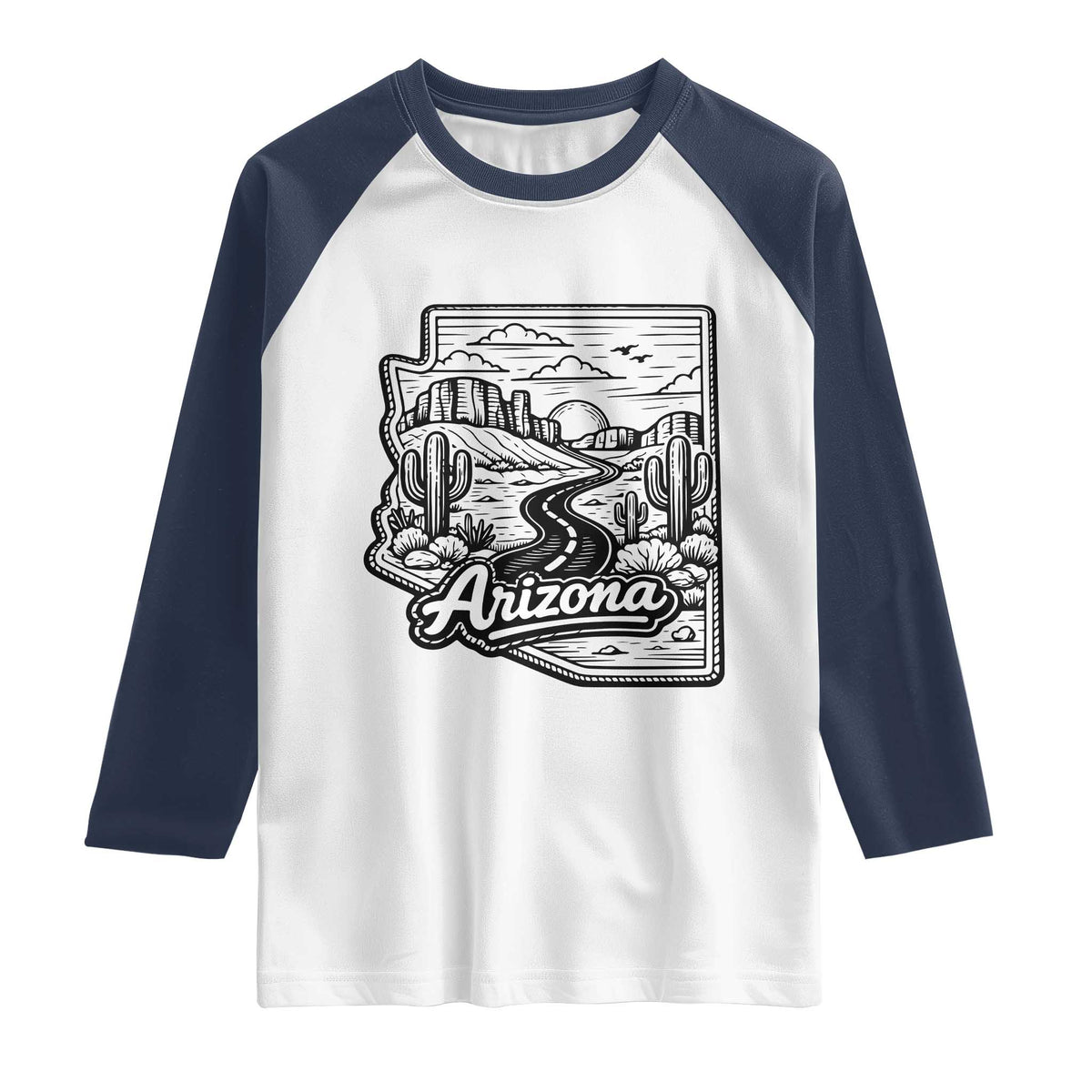 Vintage Arizona Pride Raglan Shirt Cactus Desert Western Landscape TS12 White Navy Print Your Wear