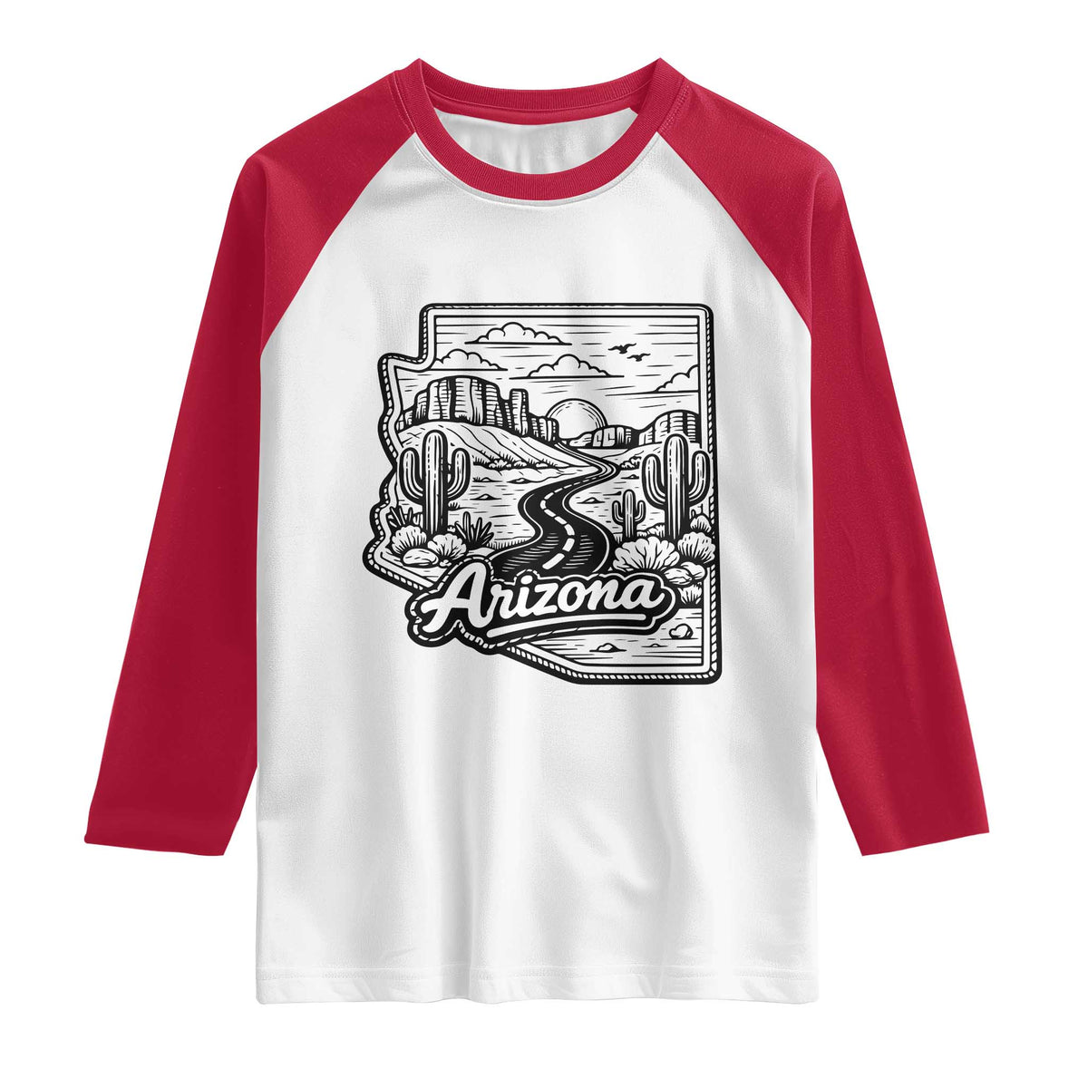 Vintage Arizona Pride Raglan Shirt Cactus Desert Western Landscape TS12 White Red Print Your Wear