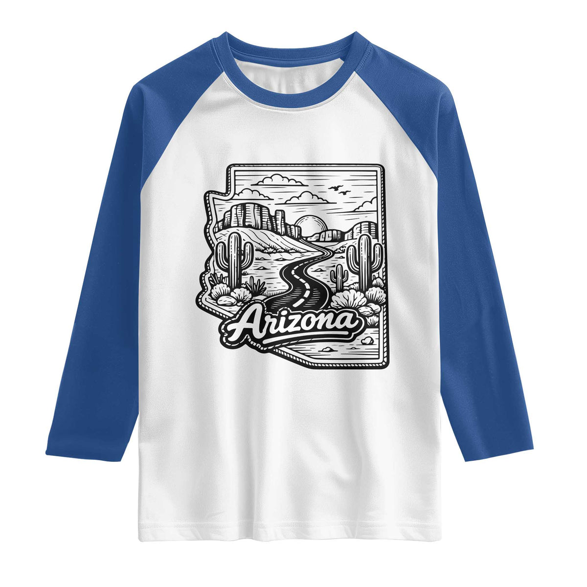 Vintage Arizona Pride Raglan Shirt Cactus Desert Western Landscape TS12 White Royal Print Your Wear