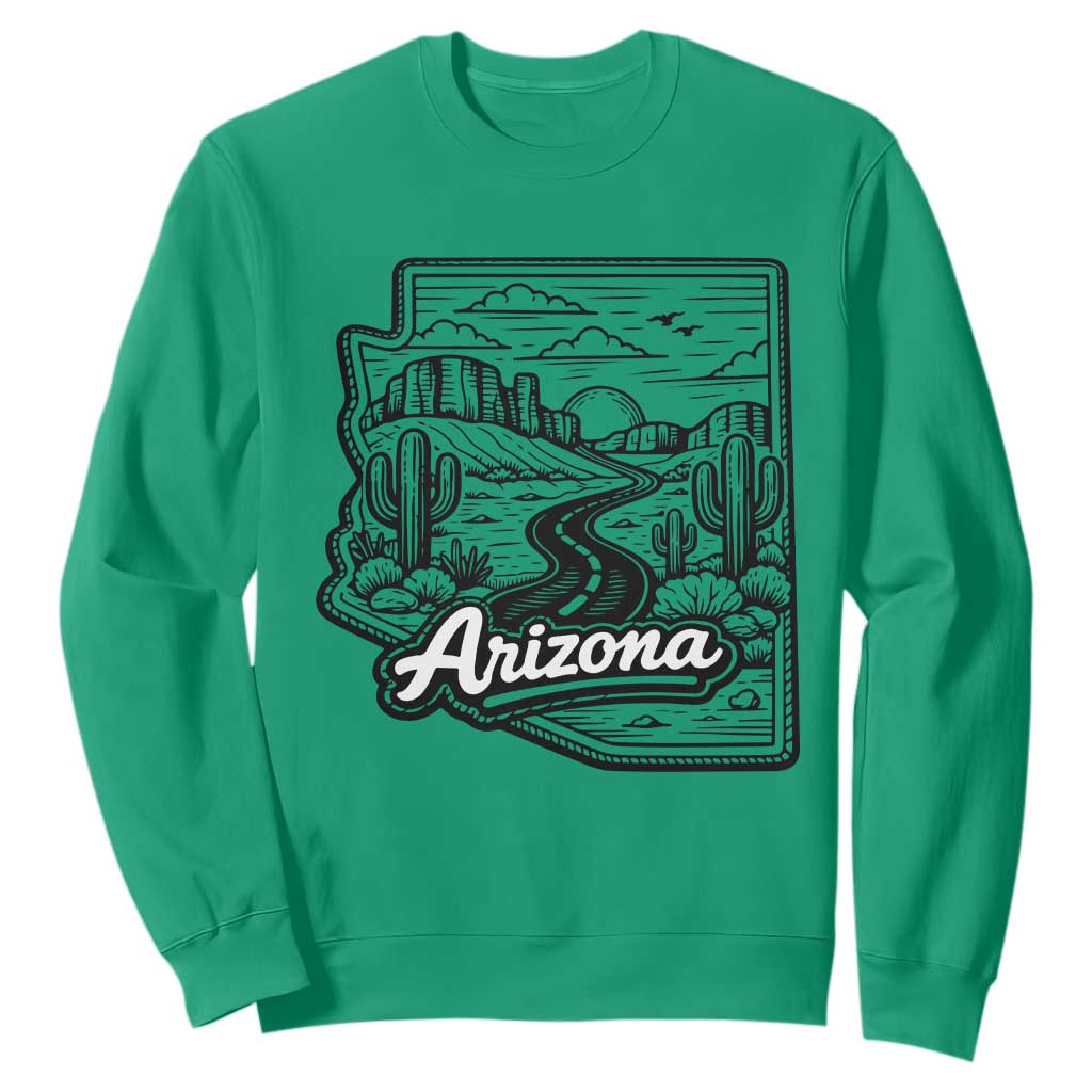 Vintage Arizona Pride Sweatshirt Cactus Desert Western Landscape TS12 Irish Green Print Your Wear