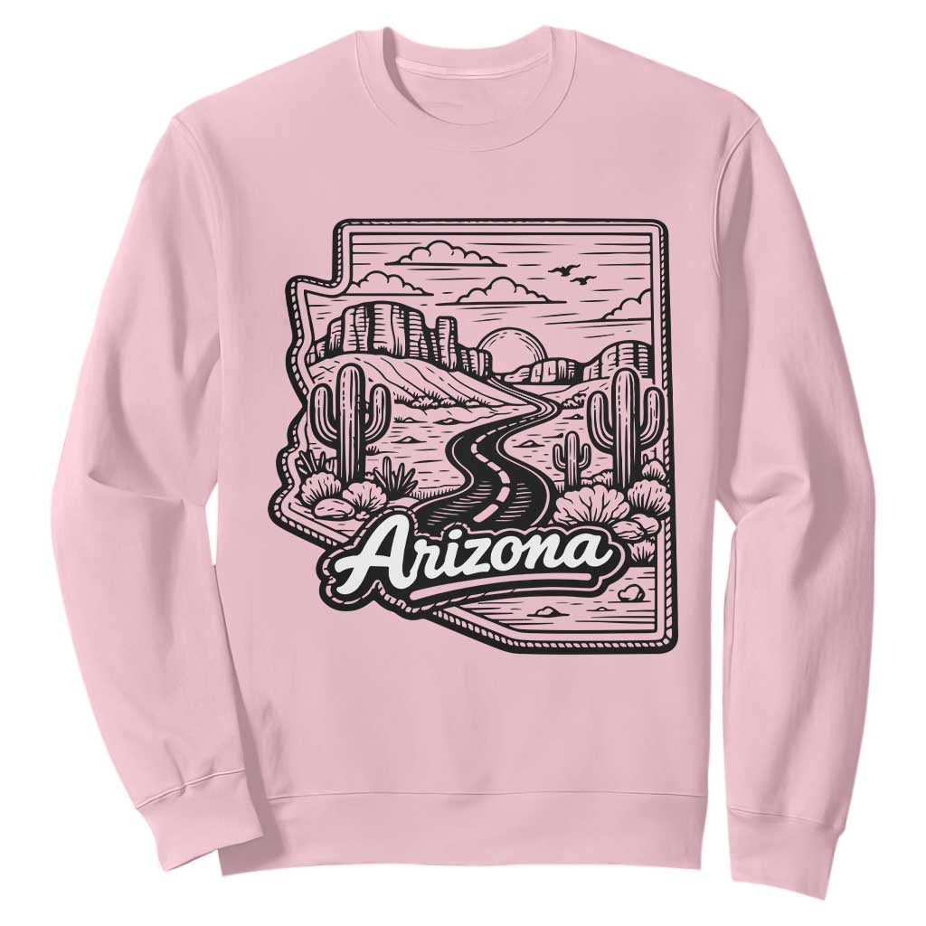 Vintage Arizona Pride Sweatshirt Cactus Desert Western Landscape TS12 Light Pink Print Your Wear