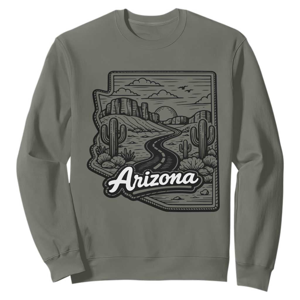Vintage Arizona Pride Sweatshirt Cactus Desert Western Landscape TS12 Military Green Print Your Wear