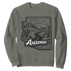 Vintage Arizona Pride Sweatshirt Cactus Desert Western Landscape TS12 Military Green Print Your Wear