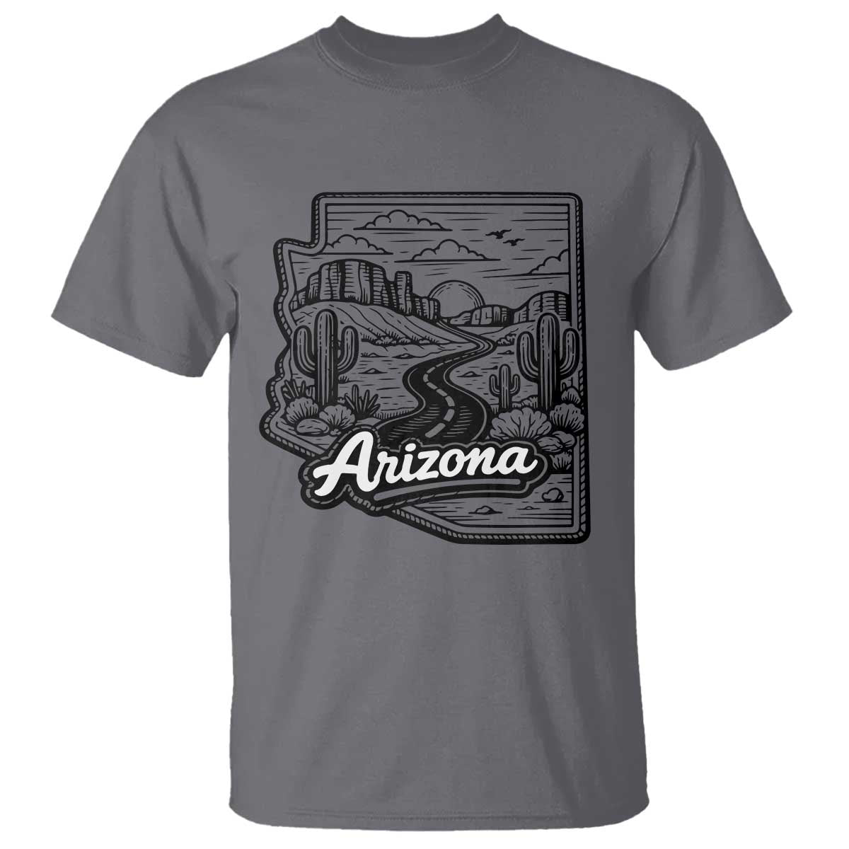 Vintage Arizona Pride T Shirt Cactus Desert Western Landscape TS12 Charcoal Print Your Wear