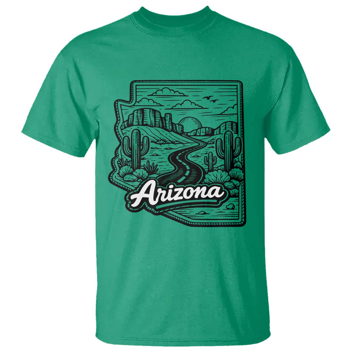 Vintage Arizona Pride T Shirt Cactus Desert Western Landscape TS12 Irish Green Print Your Wear
