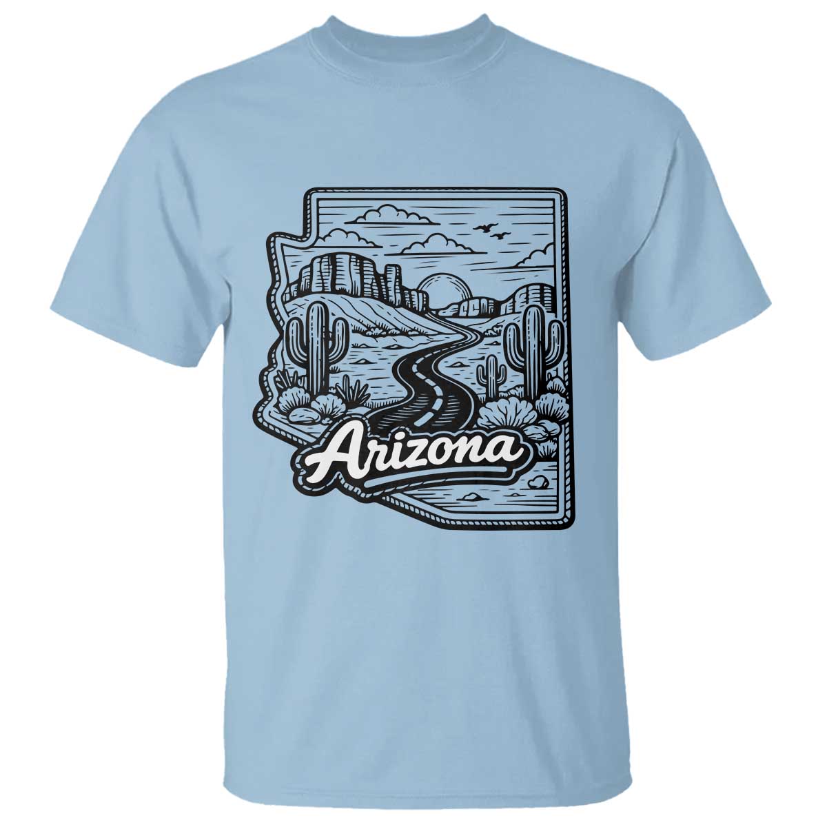 Vintage Arizona Pride T Shirt Cactus Desert Western Landscape TS12 Light Blue Print Your Wear