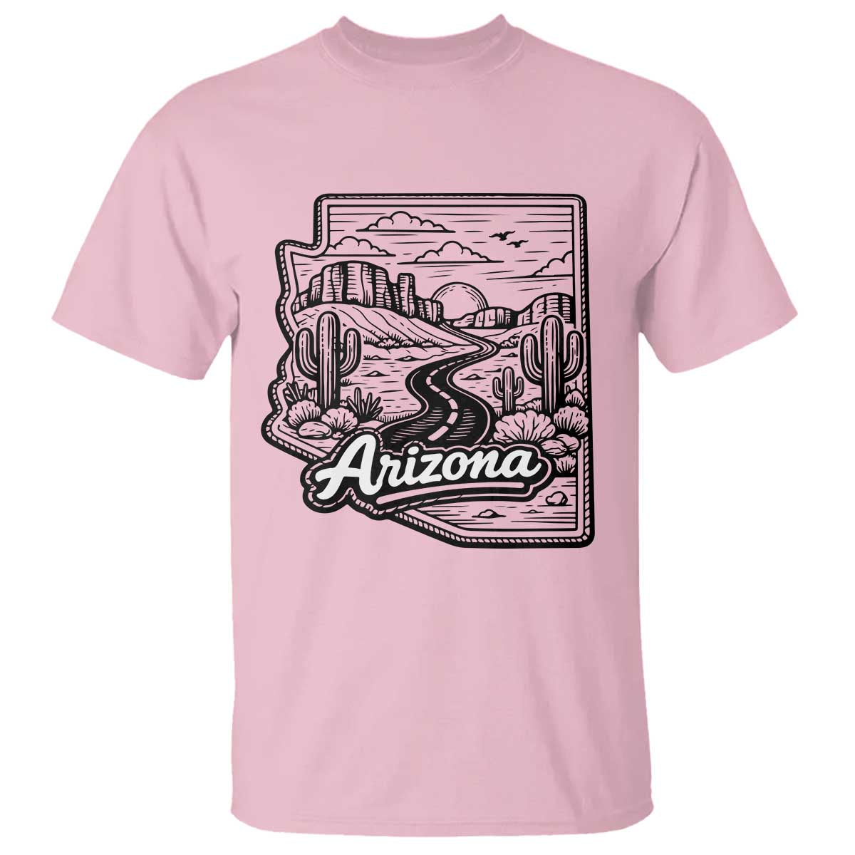 Vintage Arizona Pride T Shirt Cactus Desert Western Landscape TS12 Light Pink Print Your Wear