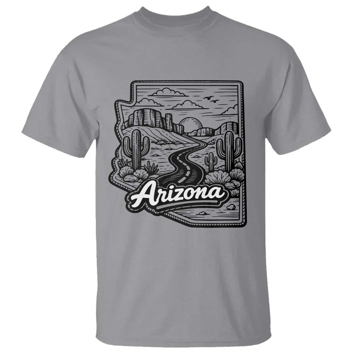 Vintage Arizona Pride T Shirt Cactus Desert Western Landscape TS12 Sport Gray Print Your Wear