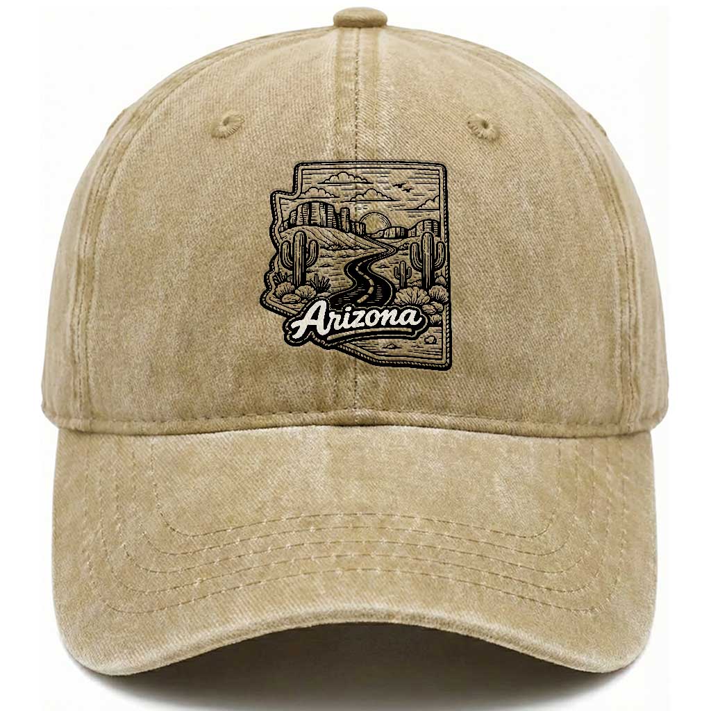 Vintage Arizona Pride Washed Cotton Baseball Cap Cactus Desert Western Landscape TS12 Print Your Wear