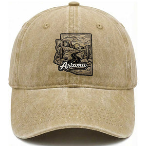 Vintage Arizona Pride Washed Cotton Baseball Cap Cactus Desert Western Landscape TS12 Print Your Wear