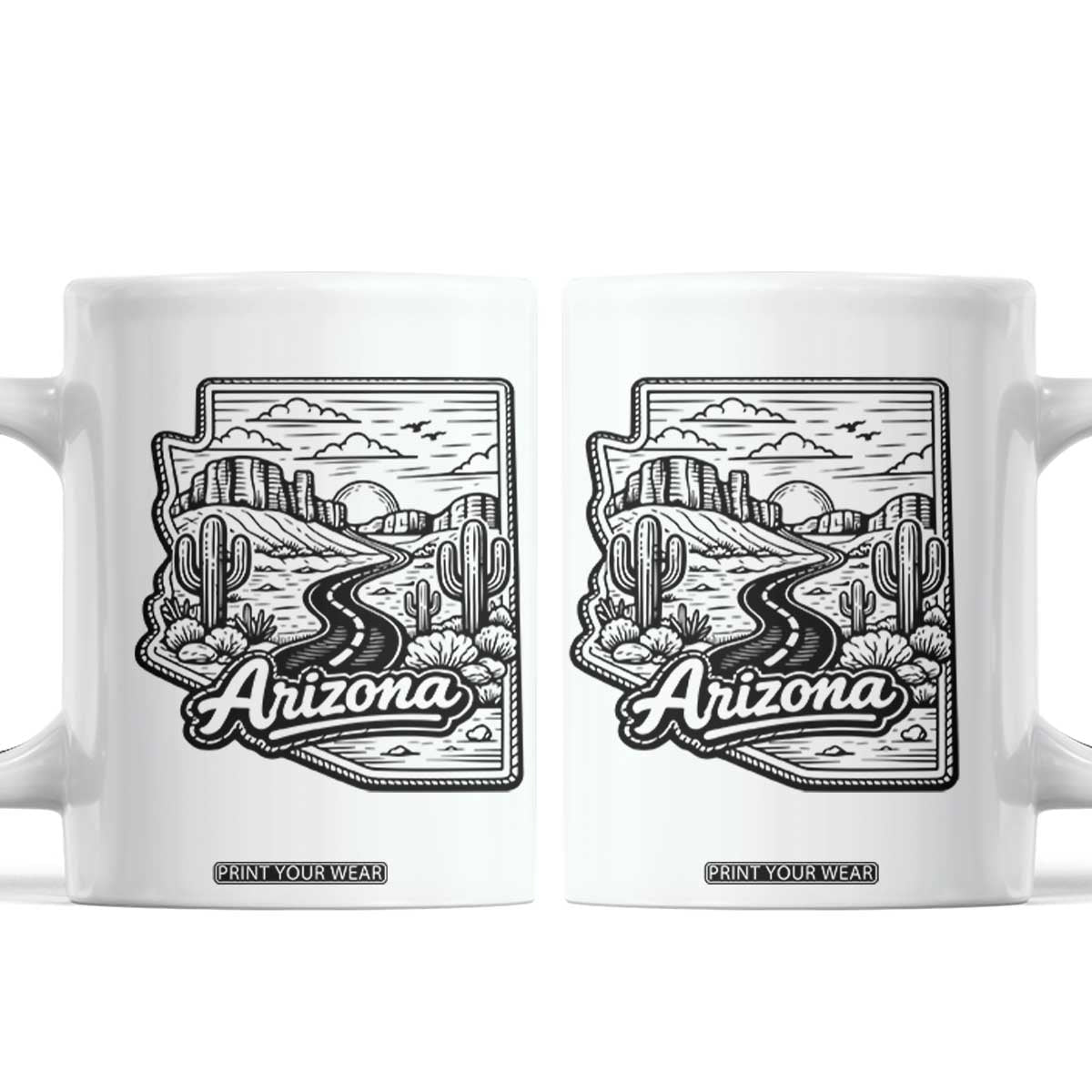 Vintage Arizona Pride Coffee Mug Cactus Desert Western Landscape TS12 White Print Your Wear
