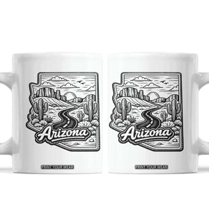 Vintage Arizona Pride Coffee Mug Cactus Desert Western Landscape TS12 White Print Your Wear