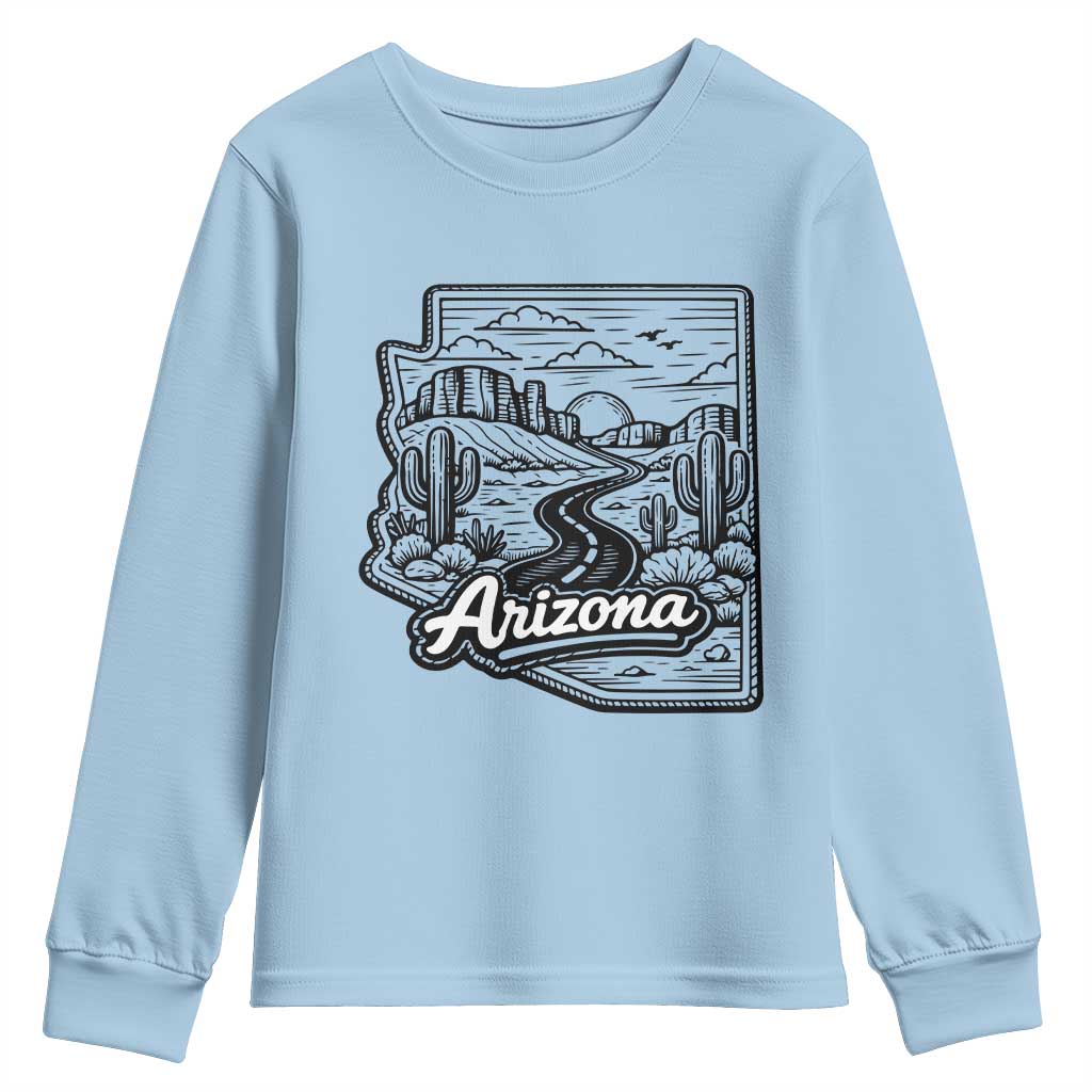 Vintage Arizona Pride Youth Sweatshirt Cactus Desert Western Landscape TS12 Light Blue Print Your Wear