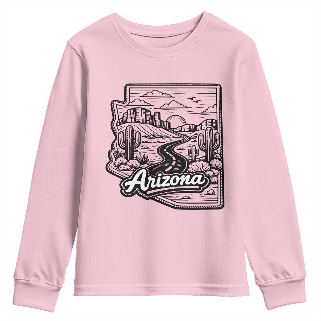 Vintage Arizona Pride Youth Sweatshirt Cactus Desert Western Landscape TS12 Light Pink Print Your Wear
