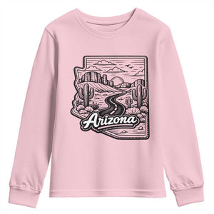 Vintage Arizona Pride Youth Sweatshirt Cactus Desert Western Landscape TS12 Light Pink Print Your Wear