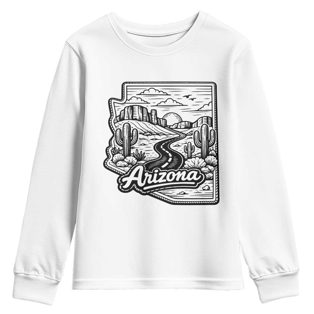 Vintage Arizona Pride Youth Sweatshirt Cactus Desert Western Landscape TS12 White Print Your Wear