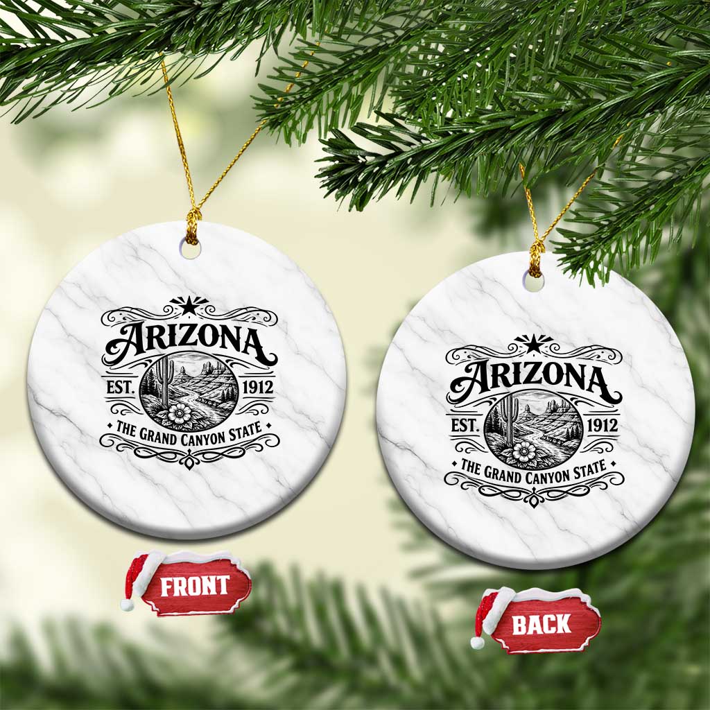 Arizona Desert Wanderlust Ceramic Ornament Vintage Grand Canyon State Est 1912 TS12 1pc White Marble Print Your Wear