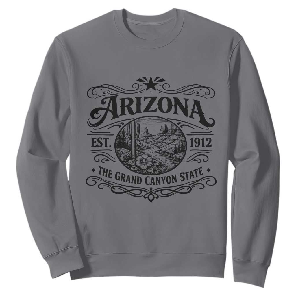 Arizona Desert Wanderlust Sweatshirt Vintage Grand Canyon State Est 1912 TS12 Charcoal Print Your Wear