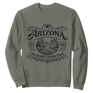 Arizona Desert Wanderlust Sweatshirt Vintage Grand Canyon State Est 1912 TS12 Military Green Print Your Wear