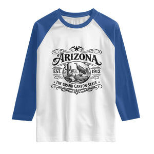 Vintage Arizona Cactus Desert Canyon Western 1912 Raglan Shirt TS12 White Royal Print Your Wear