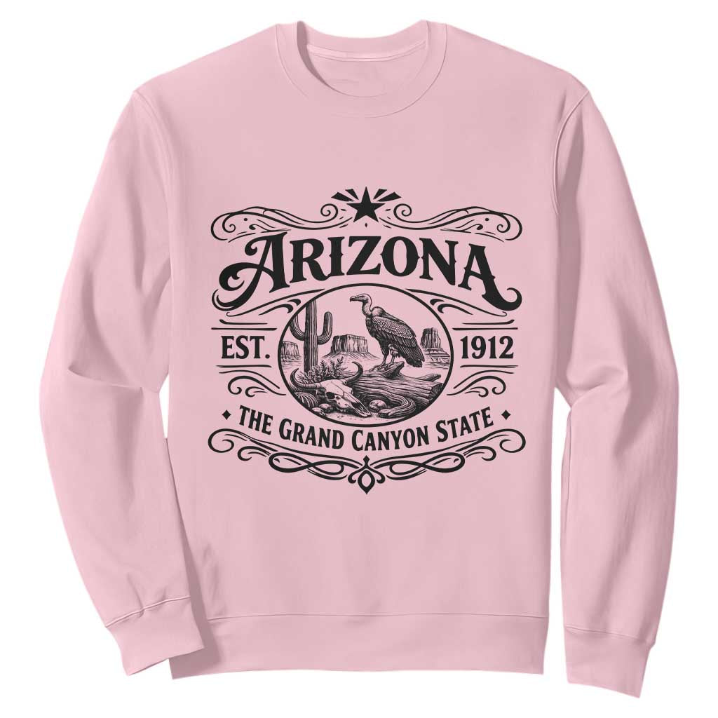 Vintage Arizona Cactus Desert Canyon Western 1912 Sweatshirt TS12 Light Pink Print Your Wear