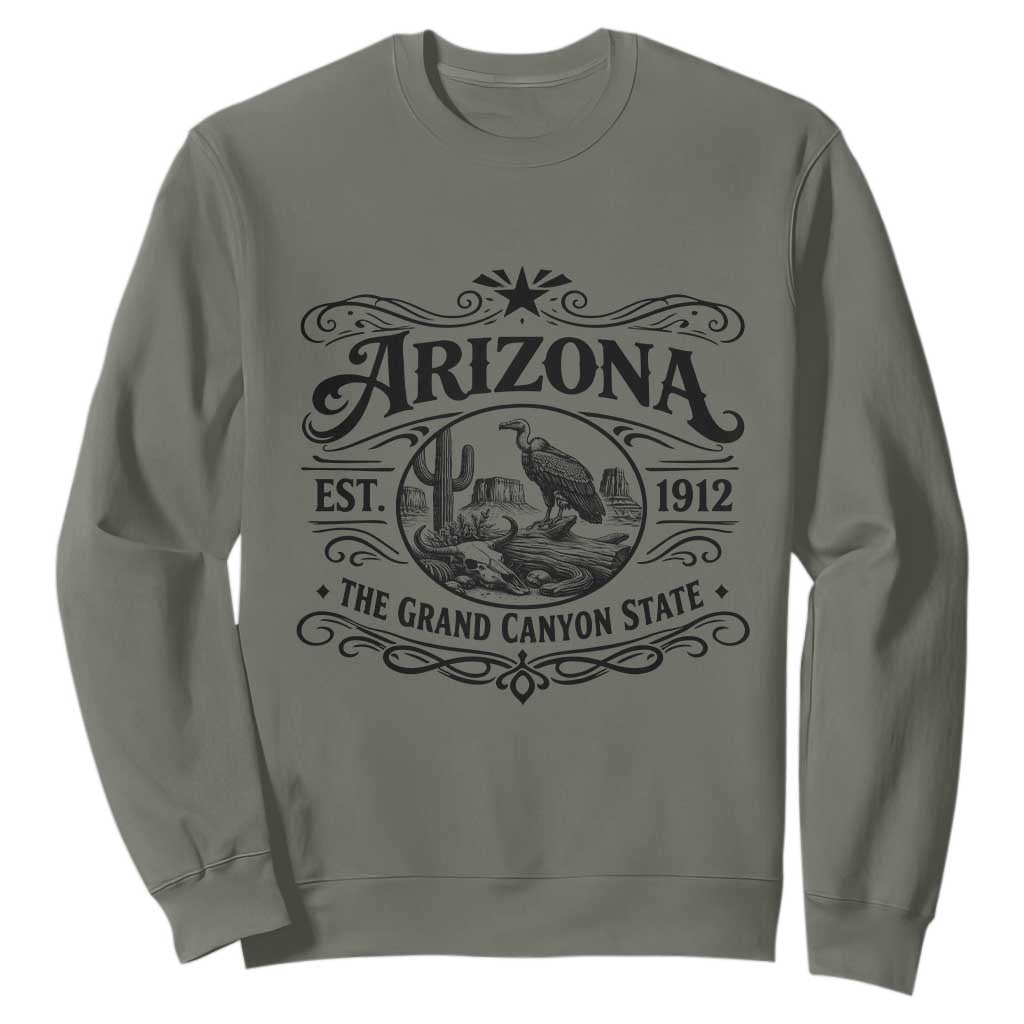 Vintage Arizona Cactus Desert Canyon Western 1912 Sweatshirt TS12 Military Green Print Your Wear