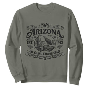 Vintage Arizona Cactus Desert Canyon Western 1912 Sweatshirt TS12 Military Green Print Your Wear