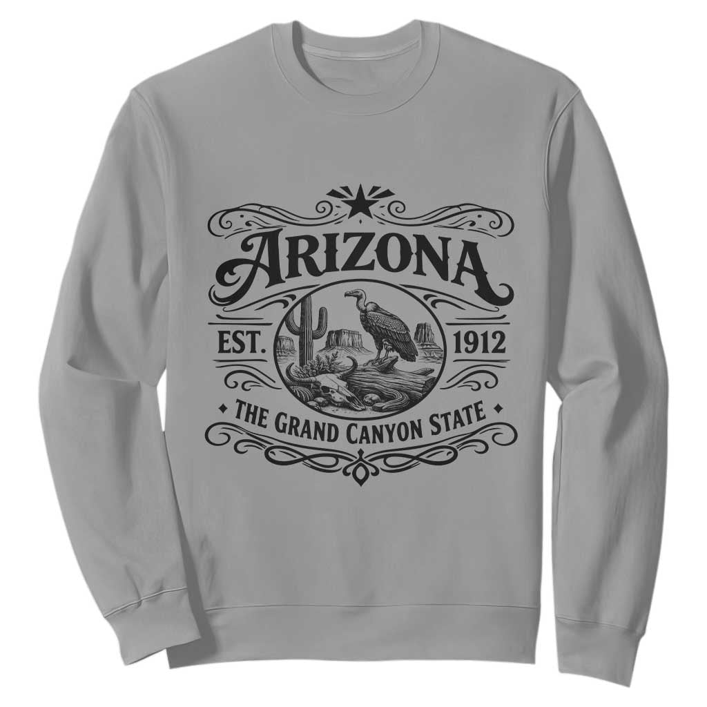 Vintage Arizona Cactus Desert Canyon Western 1912 Sweatshirt TS12 Sport Gray Print Your Wear