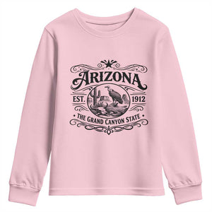 Vintage Arizona Cactus Desert Canyon Western 1912 Youth Sweatshirt TS12 Light Pink Print Your Wear
