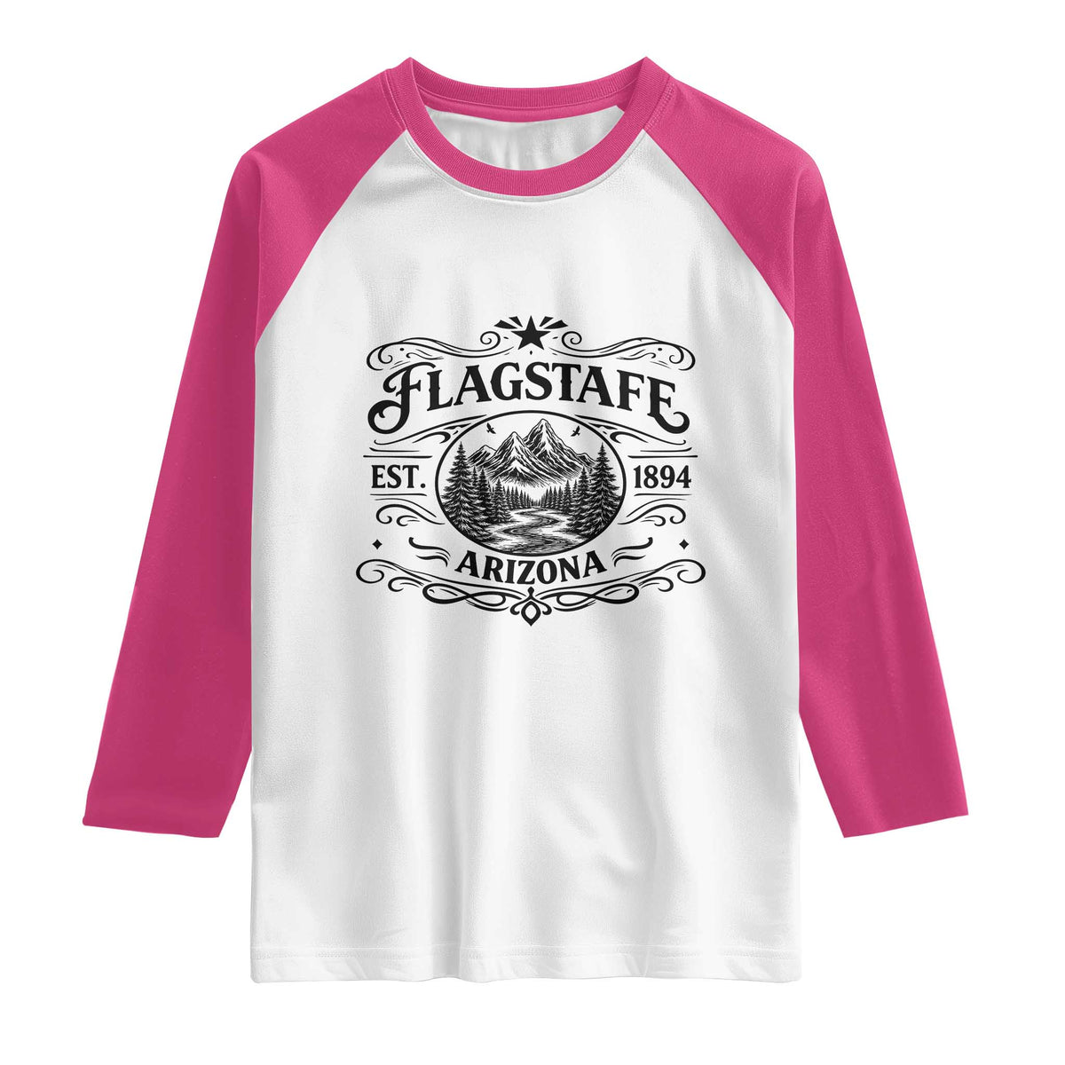Vintage Flagstaff Landscape Adventure Raglan Shirt Arizona Gift TS12 White Heliconia Print Your Wear