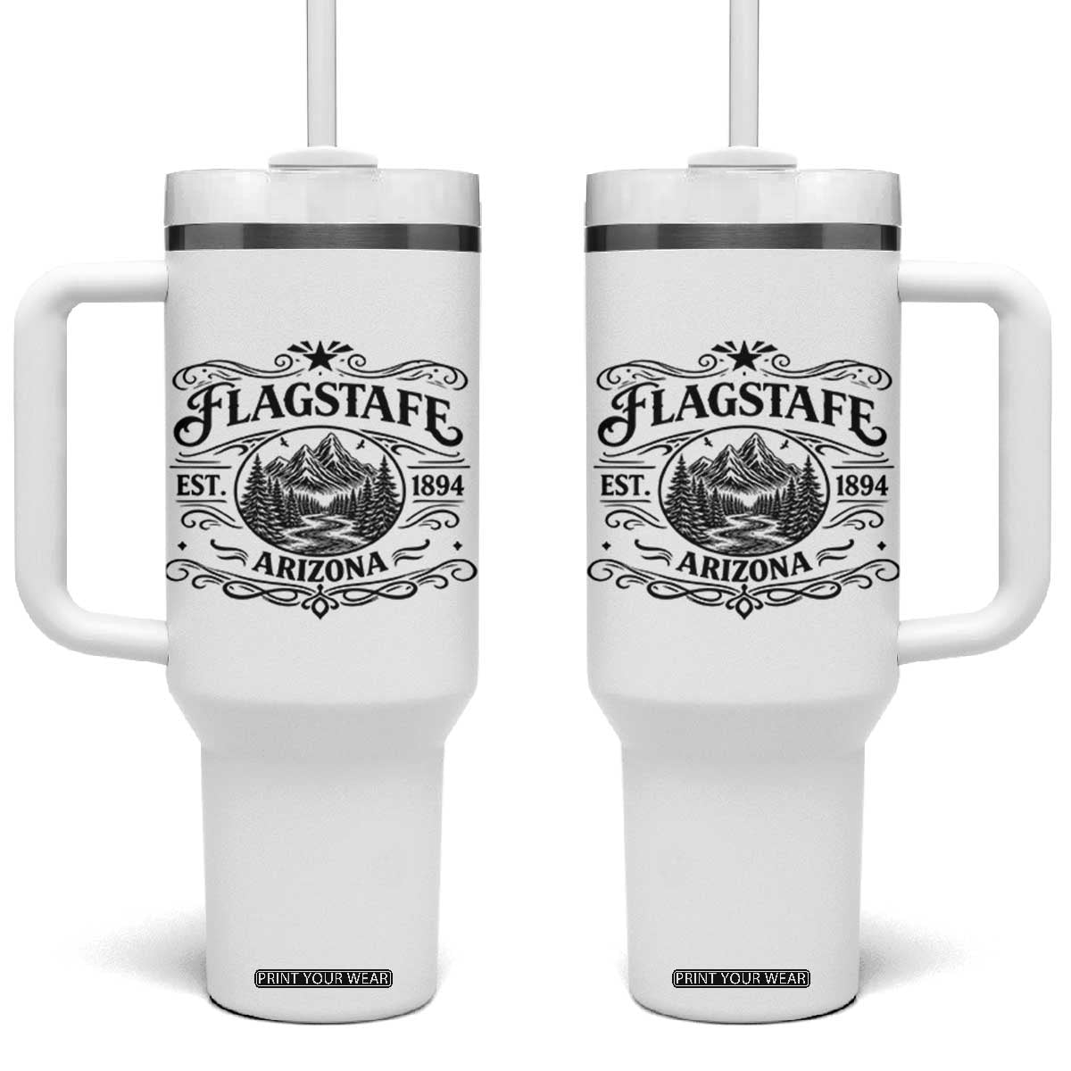 Vintage Flagstaff Landscape Adventure Tumbler With Handle Arizona Gift TS12 One Size: 40 oz White Print Your Wear