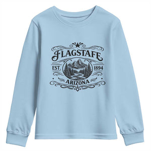 Vintage Flagstaff Landscape Adventure Youth Sweatshirt Arizona Gift TS12 Light Blue Print Your Wear