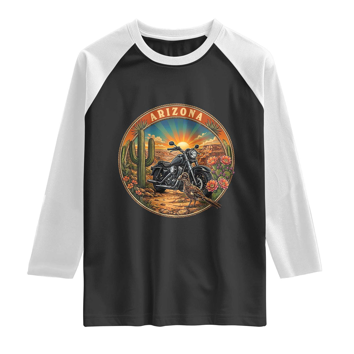 Arizona Pride Raglan Shirt Adventure Scenic Journey Southwest USA TS12 Black White Print Your Wear