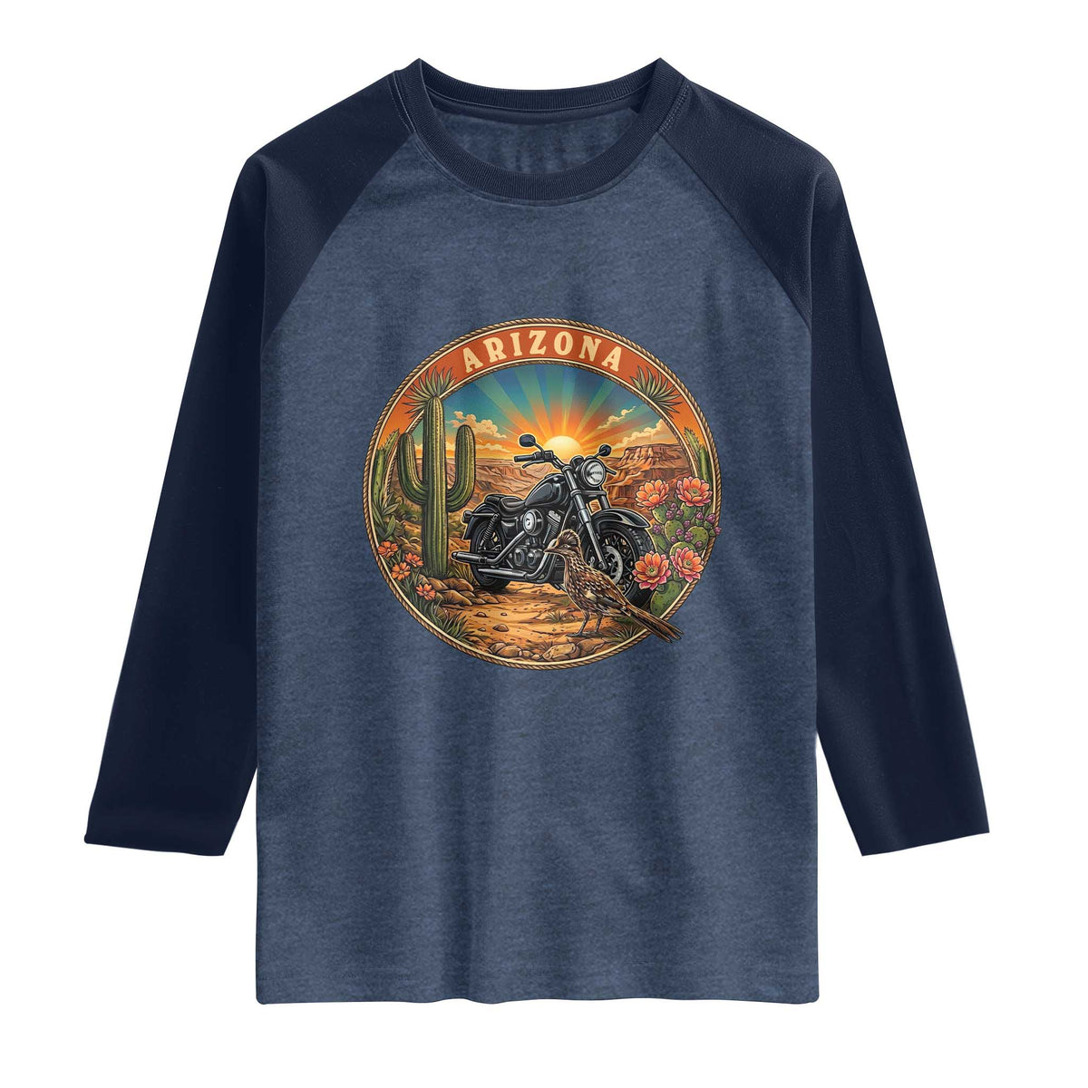 Arizona Pride Raglan Shirt Adventure Scenic Journey Southwest USA TS12 Heather Denim Navy Print Your Wear