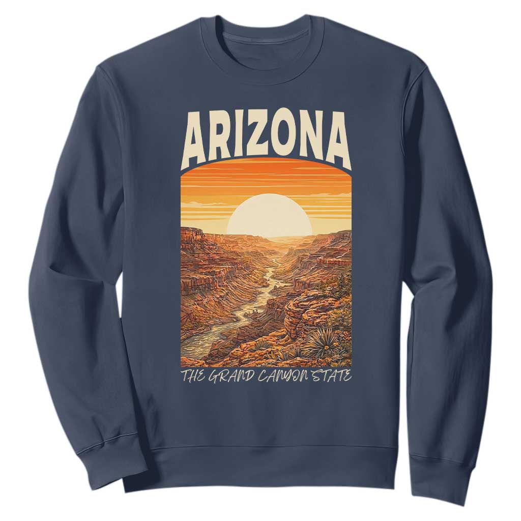 Arizona Souvenir Grand Canyon State Sweatshirt Saguaro Cactus Road Trip TS12 Navy Print Your Wear