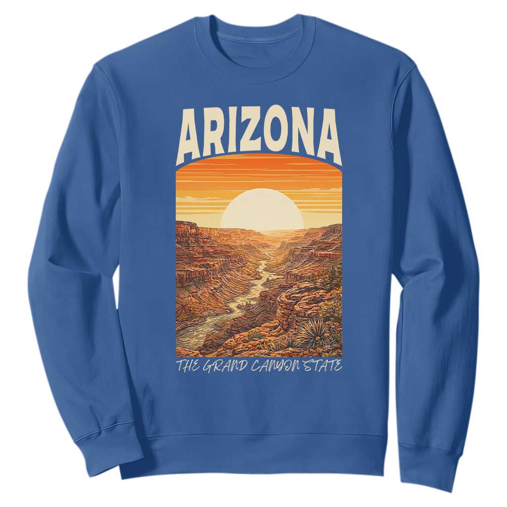 Arizona Souvenir Grand Canyon State Sweatshirt Saguaro Cactus Road Trip TS12 Royal Blue Print Your Wear