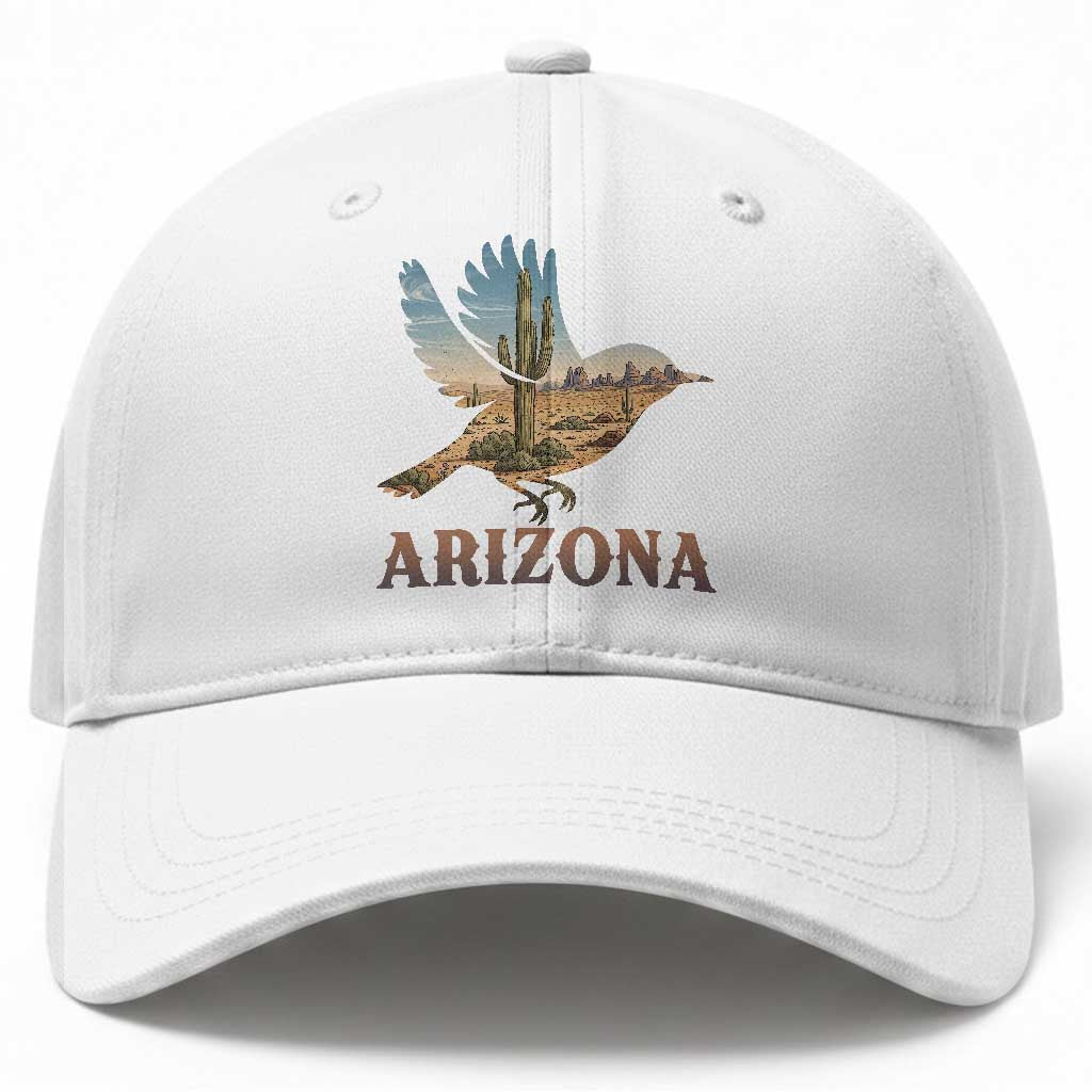 Arizona Desert Wren Bird Baseball Cap Cactus Landscape Rustic Western TS12 Print Your Wear