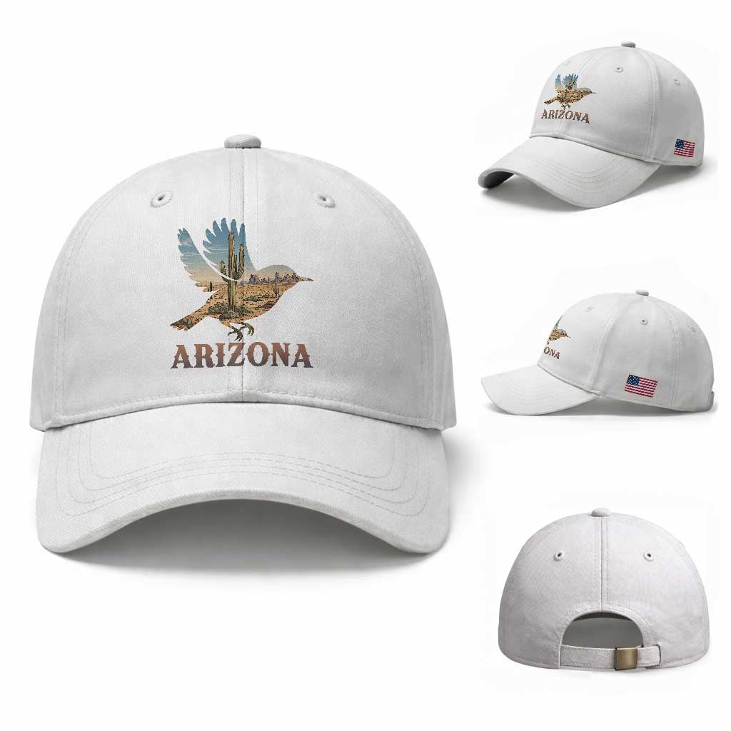 Arizona Desert Wren Bird Baseball Cap Cactus Landscape Rustic Western TS12 Baseball Cap Universal Fit White Print Your Wear