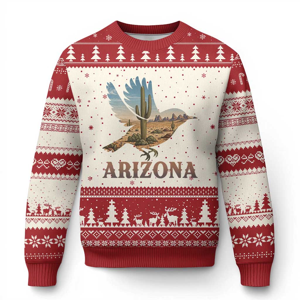 Arizona Desert Wren Bird Ugly Christmas Sweater Cactus Landscape Rustic Western TS12 Beige Red Print Your Wear