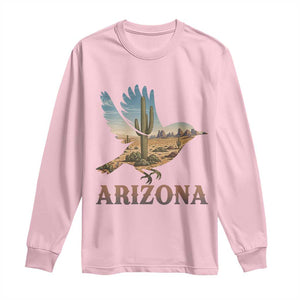 Arizona Desert Wren Bird Long Sleeve Shirt Cactus Landscape Rustic Western TS12 Light Pink Print Your Wear