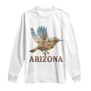 Arizona Desert Wren Bird Long Sleeve Shirt Cactus Landscape Rustic Western TS12 White Print Your Wear