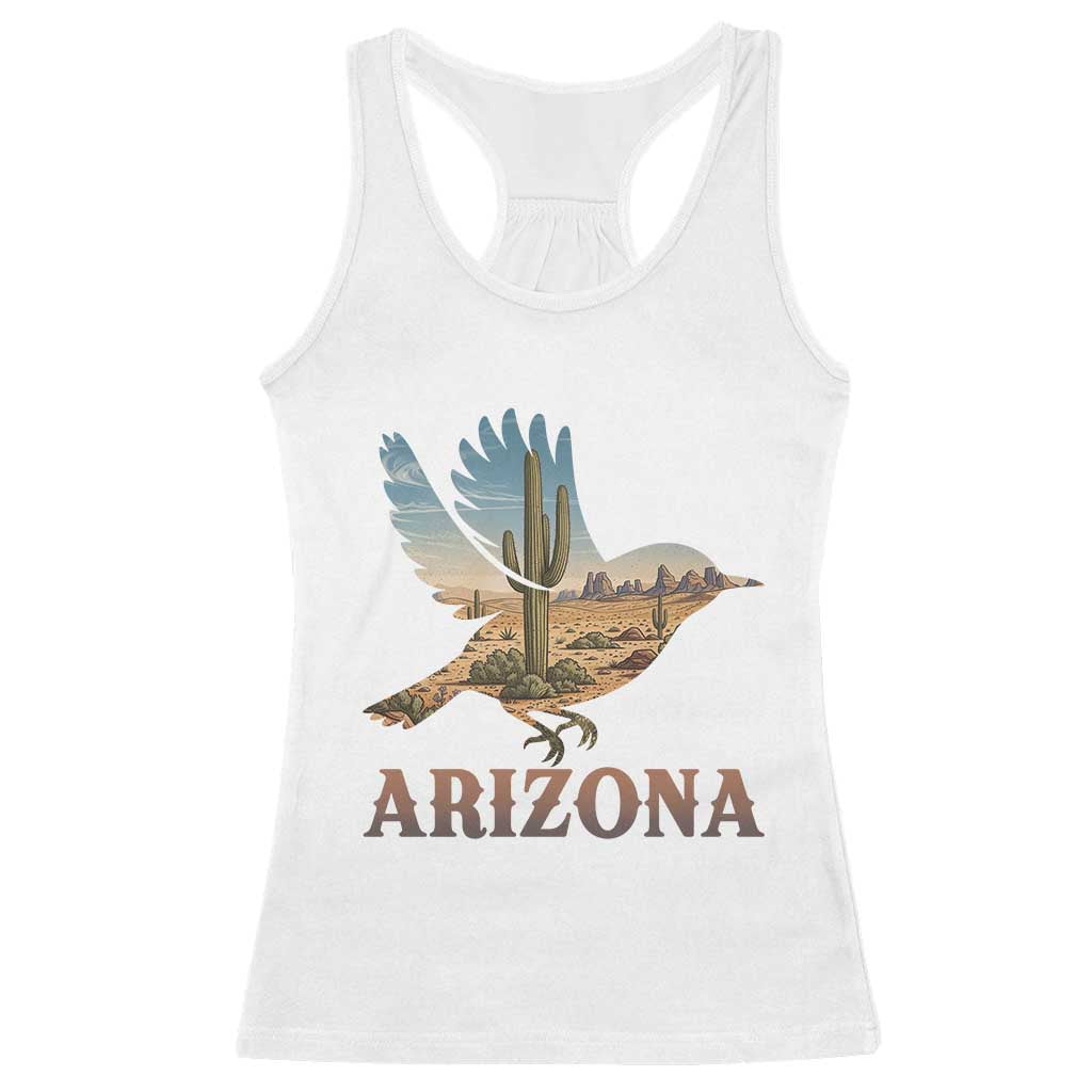 Arizona Desert Wren Bird Racerback Tank Top Cactus Landscape Rustic Western TS12 White Print Your Wear